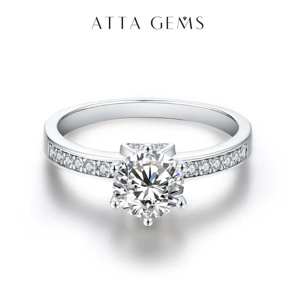 D Color VVS1 Synthetic Moissanite Ring 1 Carat Women Engagement Ring Valentine's Day gift R005