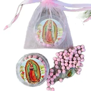 12  Rosary Beads Bulk For Baptism Favors,Virgen De Guadalupe Regligious Bulk Rosaries For First Communion Party Favors,Rosary Beads Necklace Gifts For Recuerdos De Bautizo Primera Comunion FREE BAGS Wooden rosaries in Box