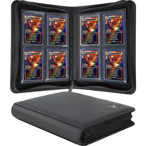 4 Pocket Top Loader Binder Card Storage Case Holds 128+ 3 x 4'' Toploaders Double-Sided Pockets for Trading Cards