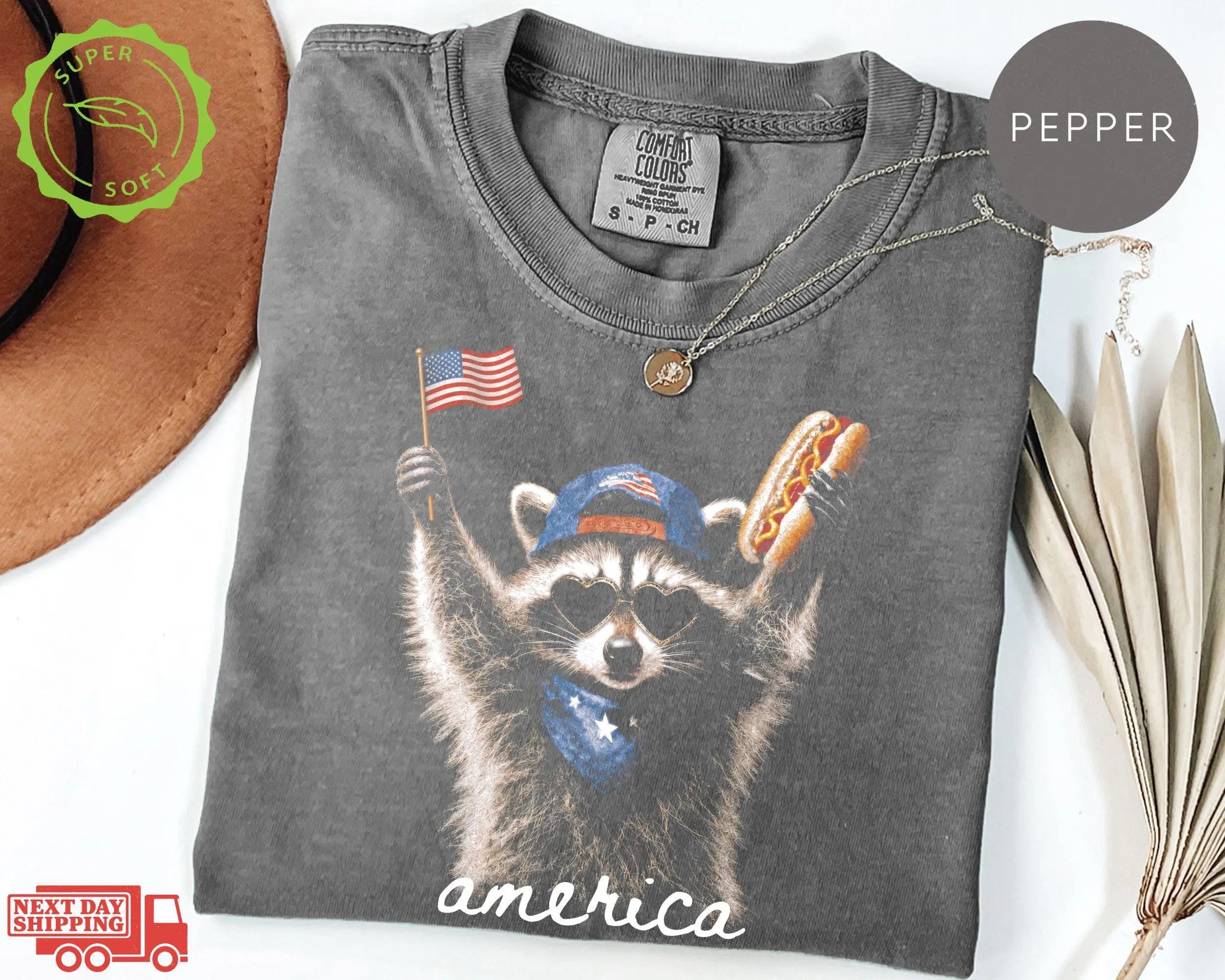 Comfort Colors Feral Raccoon Shirt Patriotic Usa Tee Funny Independence Day Apparel