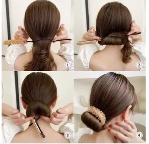 Crystal Hair Band Women's Braided Hair Headwear Simple Updo Gadget Bun Hair Stick Fluffy Bud Haircut Hair Accessories