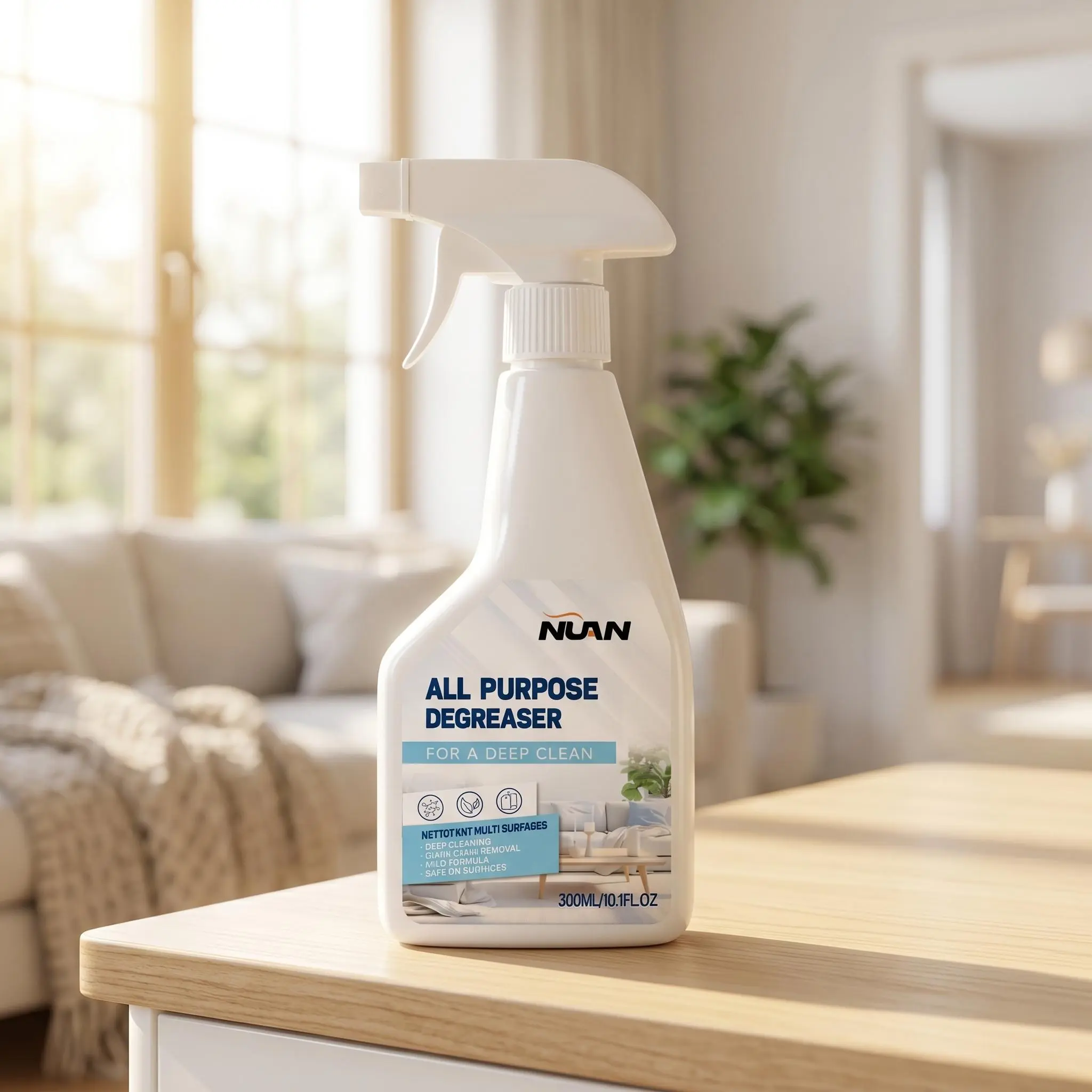 NUAN Heavy-Duty All-Purpose Degreaser Spray - Home Cleaner for Kitchen/Bath Surfaces, Removes Stubborn Dirt, Grease & Stains