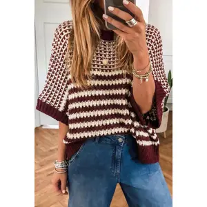 Red 3/4 Draped Sleeve Slouchy Sweater