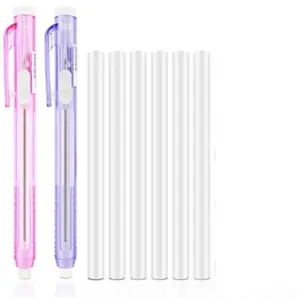 2pcs Mechanical Eraser Pens with 6pcs Replacement Eraser Pen Refills,Retractable Pen Style Erasers,Retractable Eraser for School Office Home Writing Painting Sketching Students