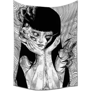 Horror Anime Tomie Girl Revenge Tapestry, Wall Hanging Dorm Party Lightweight Backdrop Decorations Home Decorations for Living Room Bedroom Decor(60 x 40 in) Cotton Decorative