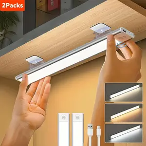 2 Pack Rechargeable LED Cabinet Light Strips, Shelf Lights, Wireless Office Lighting, Adjustable Brightness and Color, Ideal for Kitchen Bedroom Hallway Closet