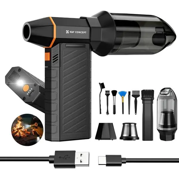 Blower&Suction 2 in 1 Magnetic Compressed Air Duster,LED Light | 6000mAH,300000RPM,Low Gear for 180-Minute Runtime,Compact & Portable,for Computer,Keyboard,Car,Outdoor,Home Cleaning,BS500M