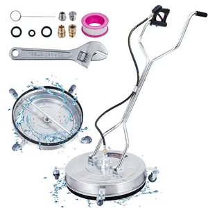 Pressure Washer Surface Cleaner w/Handles & Wheels, Stainless Steel Concrete Cleaner 4000 Max PSI, 3/8" Connector & 1/4" Adapter Power Washer Floor Attachment for Driveways, Sidewalks,Patios,Deck