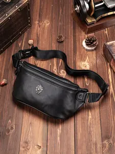 Men's Casual Solid Color Fanny Pack, Fashionable Cowhide Waist Bag for Daily Used, Casual Trendy Versatile High-quality Outdoor Daily Commuting Bag