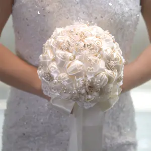 Wedding Bouquet Bride Maid Handheld Flower Simulated Rose Silk Flowers, Wedding Decoration Artificial Roses, Elegant Bridal Accessories