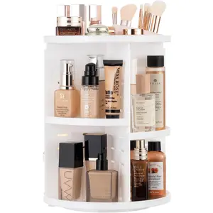 360 Rotating Makeup Organizer, Large Capacity DIY Adjustable Cosmetic Display Organizer, Spinning Perfume Skin Care Organizer for Vanity Countertop