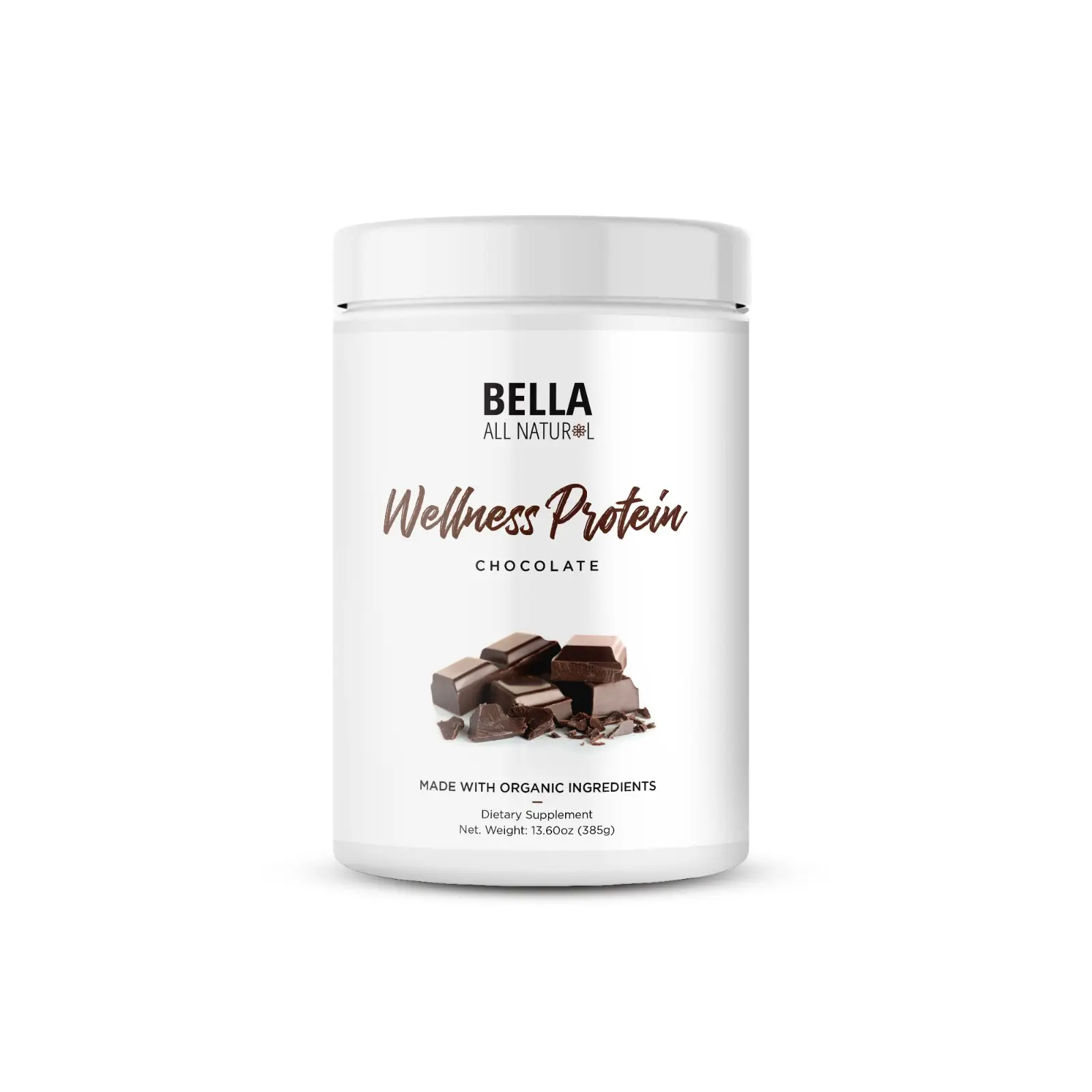Bella All Natural Wellness Protein - Chocolate Flavor - Organic Plant Based Prot...