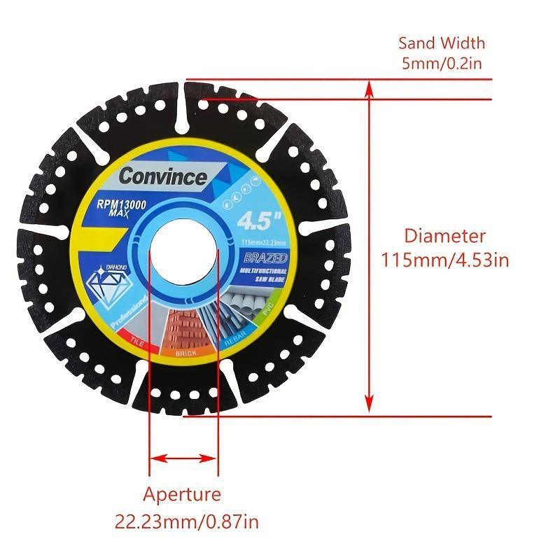 4.5 inch (115mm) cutting blade 1 piece/3 pieces， suitable for dry cutting metal, ceramic tiles, stone, plastic angle grinder special saw blade accessories