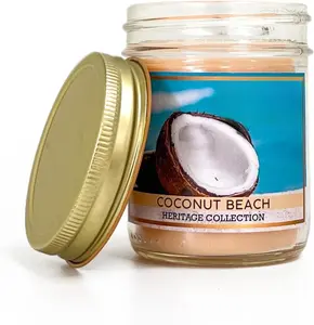 Coconut Beach Scented Candle in Clear Mason Jar | Candles for  | 8oz Rustic  Decor Novelty Candle | 40 Hour  Time Candle