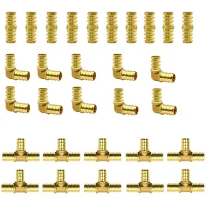 Pex Fittings 1/2 Inch, 30 PCS 1/2 Inch Pex Fittings Set, 10 Each PEX Elbow Tee Coupling, 1/2" Pex Fittings For Pex Pipe, No Lead Brass, ASTM F1807