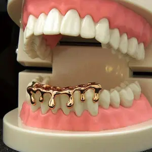 Y2k water drop lower teeth hip hop six teeth eight teeth braces golden teeth suitable for party festivals