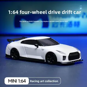 Mini White Navy White 1:64 Scale Drift 4WD Pure GTR RC Semi and Hard Steering with Three-Level Adjustment Fully Remote Controlled