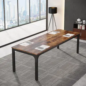 LustreC 6.5FT Conference Table, 78.7 Inche Rectangle Meeting Seminar Table, Brown Large Business Tables for 6-8 People (Only Table)