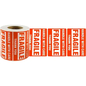 SJPACK 500 Fragile Stickers 1 Roll 2" x 3" Fragile - Handle with Care - Thank You Shipping Labels Stickers (500 Labels/Roll)