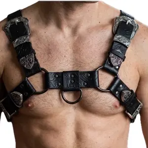 Cowboy Bulldog Style Mens Black Chest  Harness  size M -L