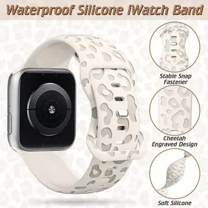 6-Pack Floral Engraved Silicone Apple Watch Bands – Soft Sport Strap 38–49mm (Series 1–11, SE, Ultra / Ultra 2 / Ultra 3), Women