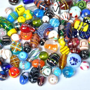 1/2 LB Bag of Assorted Glass Beads for  Making, Lampwork Murano Bead Mix for Bracelets and Necklaces, ing Beads Supplies Kit, Large & Small Beads