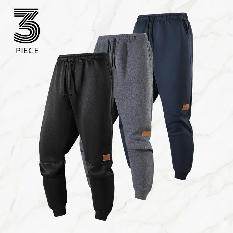 Men's Fleece Classic Tapered Joggers (3-Piece Set), Menswear with Cinched Elastic Waistband Drawstring, Adjustable Casual Fit, Suitable for Sports & Cycling, Ideal Men's Gift for Summer Vibes