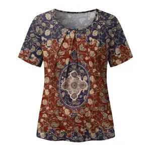 Women Business Casual Tops Pleated Short Sleeve Blouses Dressy Work Shirts For Office Everyday Essential