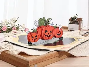 Halloween Pumpkin Ghost 3D Greeting Pop Up Cards - Halloween Card For Kids, Grandson, Funny - With Insert Note & Envelop