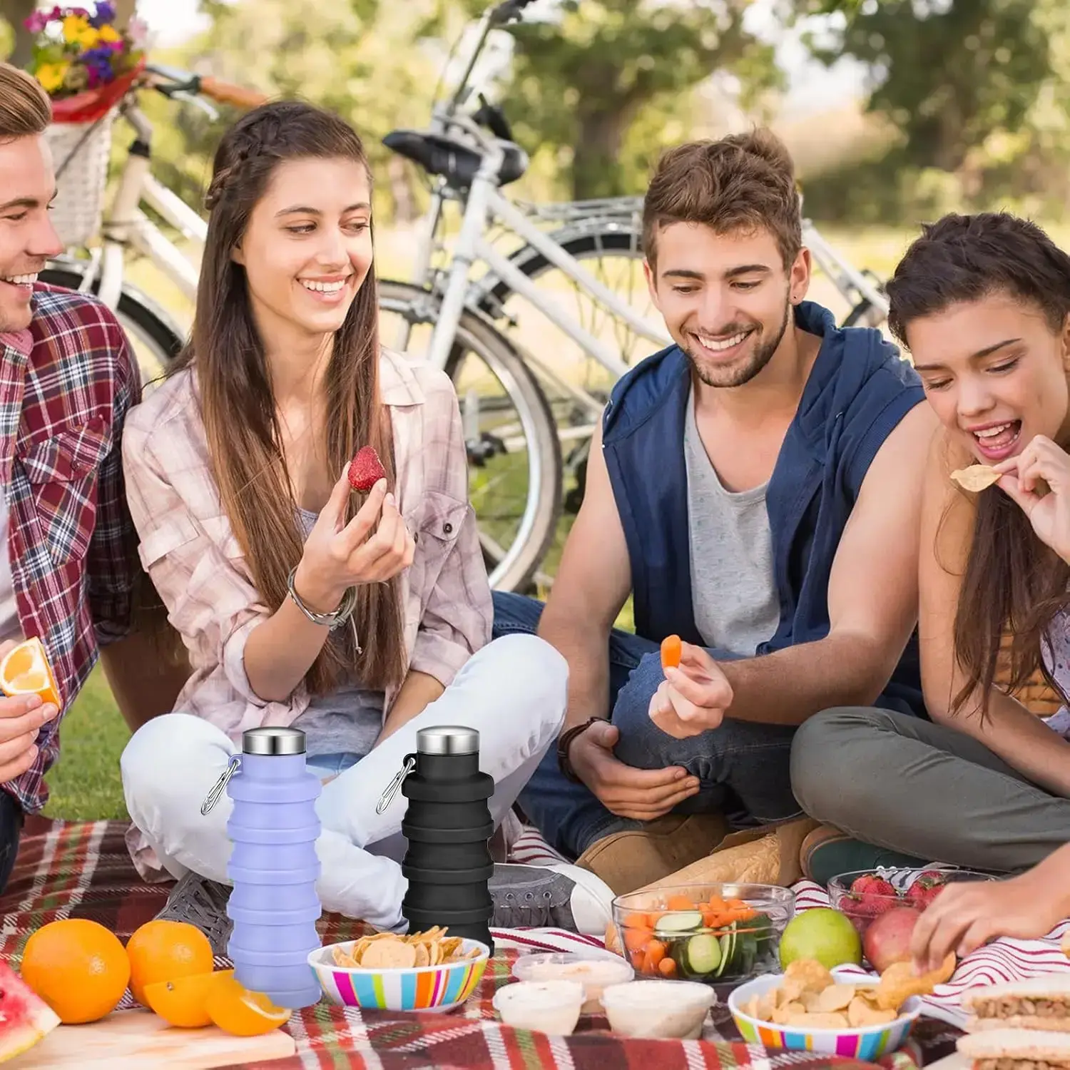 Foldable silicone travel water bottle, lightweight and foldable design, waterproof and leak proof, reusable, is an ideal choice for camping, hiking, cycling, and sports drink bottlesRAIMENTRY Foldable silicone travel water bottle, lightweight and foldable design, waterproof and leak proof, reusable, is an ideal choice for camping, hiking, cycling, and sports drink bottlesRAIMENTRY