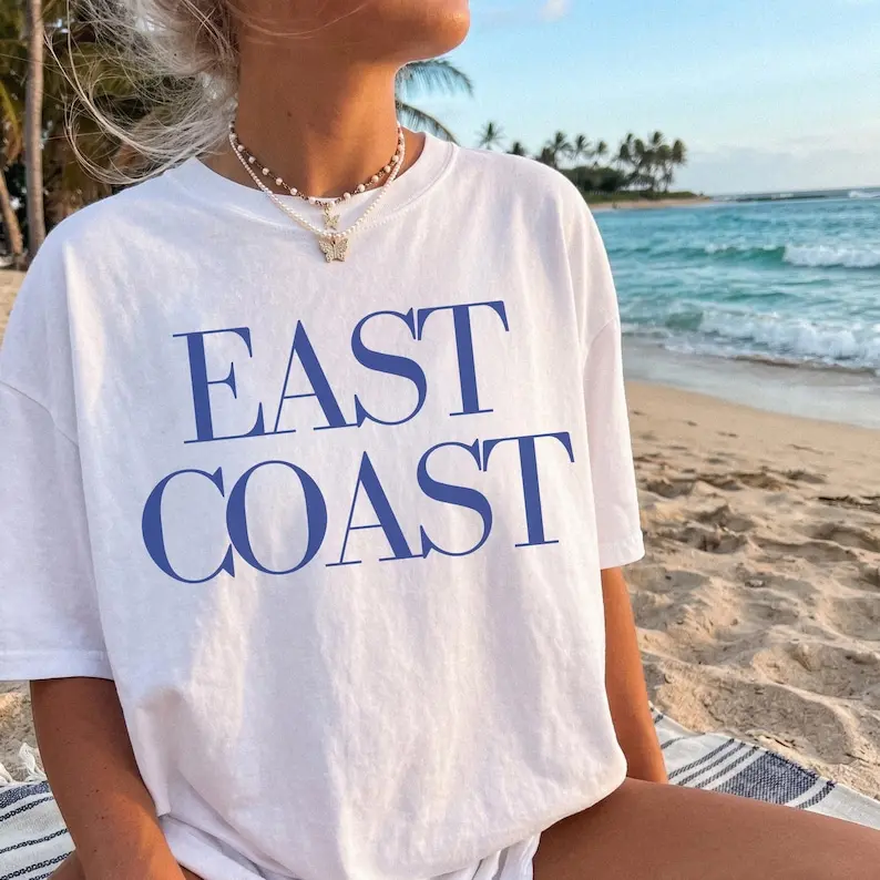 Unisex Vintage East Coast Fisherman Aesthetic Printed T-Shirt, Oversized Preppy Casual Tops for Teens, Coastal Granddaughter Beachy Summer Sports & Outdoor Shirt, Fabric, Beach Wear