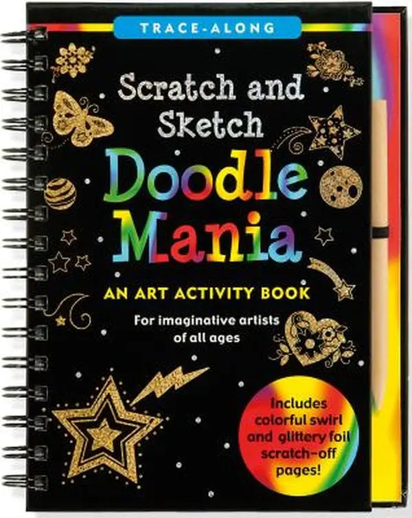Scratch & Sketch Doodle Mania (Trace-Along) [With Wooden Stylus] -- Inc Peter Pauper Press, Mixed Media Product