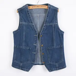 S–6XL Plus Size Women’s Denim Vest Retro V-Neck Sleeveless Spring/Autumn Casual Single-Breasted Jacket