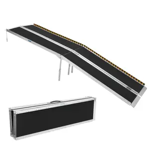 GARVEE 10 FT Portable Aluminum Wheelchair Ramp for Home Steps with Non-Skid Surface and Reflective Strips, Foldable Design, Supports up to 600 LBS Weight Capacity