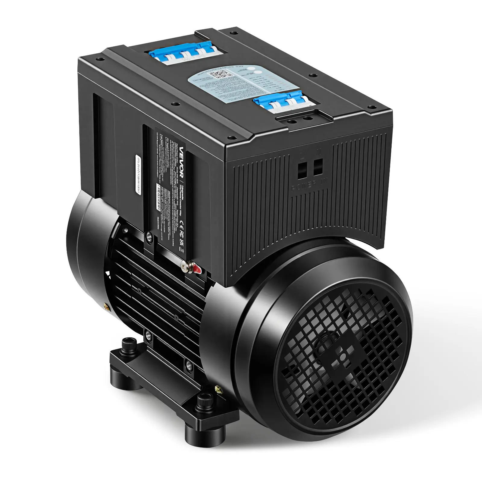 VEVOR Single Phase to 3-Phase Rotary Converter, 5HP Capacity 14A 208-240V Input/Output, Auto Load Detect Quick Wiring Silicon Steel, Power Expansion for Heavy-Load Equipment Tool Upgrade