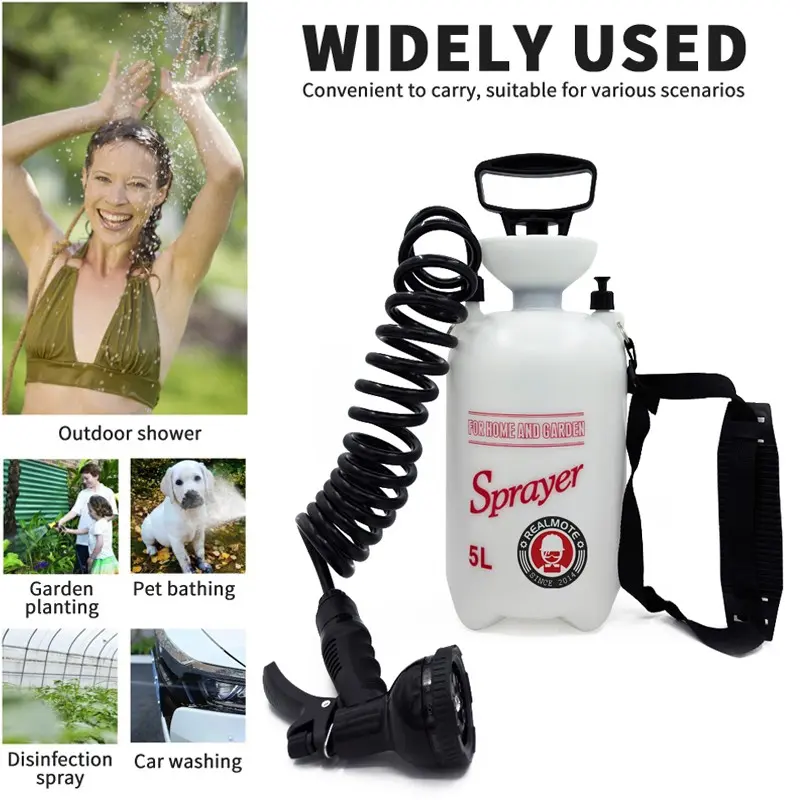Portable 5L Pressurized Sprayer Bucket, Convenient Carry, Outdoor Garden Spray for Garden Planting, Flowers, Pesticides, Disinfection, Bathing, Surfing, Camping, Car Washing, Outdoor Shower, Widely Used