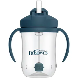 Dr. Brown's Milestones Baby's First Straw Cup, Training Cup with Weighted Straw, 9 oz/270 mL, BPA-free, 6m+, Dark Blue, 1-Pack
