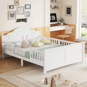 Full Size Bed Frame For Kids, Wood Full Platform Bed with Headboard and Footboard, No Box Spring Needed