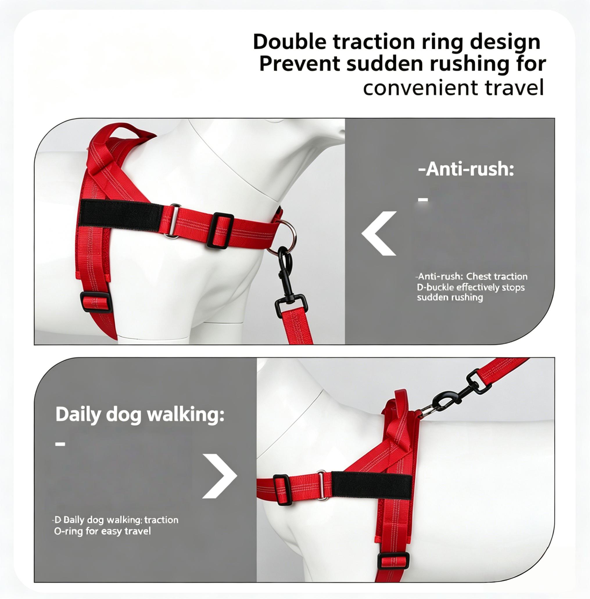 Dog Comfortable Harness - Easy to Fit No-Pull Design Safe Secure and Comfortable Ideal for All Dogs - Resistant Lightweight Straps - Adjustable Straps for Perfect Fit