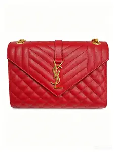 Pre-owned Yves Saint Laurent Leather Shoulder Bags YSL Envelope Medium Chain Bag in Rad