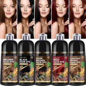 500ML Family Pack Dye Shampoo, 7-In-1 Hair Care, Covers, Adds Ginseng Extract, Gentle Mild Non-Irritating, Glossy, Soft, Five Colors Available, Haircare