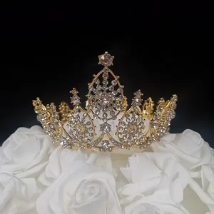 212 MAIN Rhinestone Gold Medium Princess Crown Cake Topper, 3.8 oz, 3" Tall, Model 34043-GD, Cake Decorating Supplies for Home & Festive Party Decorations