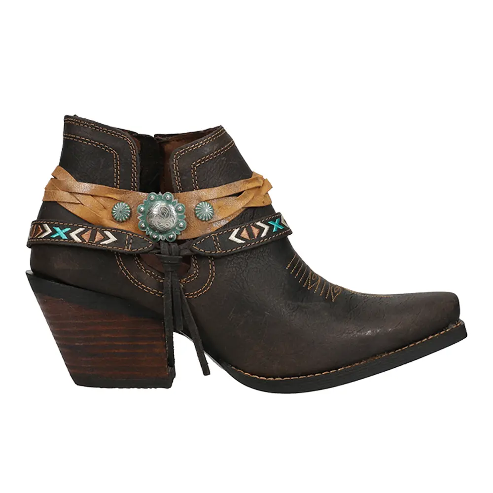 Durango Womens Crush Belted Pull On Square Toe  Casual Boots Ankle Mid Heel 2-3" - Brown