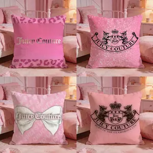 Fashion Juicy Couture Cushion Cover Ultra-Soft Reversible Plush Pillow Cover | Double-sided fluffy comfort for car, sofa, bedroom | Skin-friendly fabric | Easy clean & maintain | Stylish home decor | Perfect gift for family & friends
