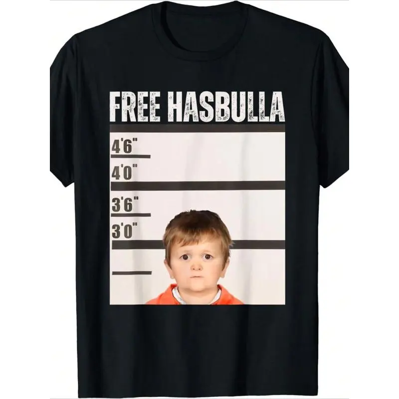 Men's 1Pcs 220g 100% cotton T-shirt with digital print of funny Free Hasbulla meme style
