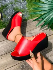 The new wedge-heeled fishmouth, one foot without heel and open toe, European and American style Fashion casual Elegant Classy Joker ladies high-heeled Rubber Women Footwear sandals are suitable for holiday, commuting and dating everyday.