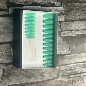 20 Glossy Acrylic long coffin (ocean Blue ) nails  Small -X large size