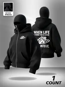 Motorcycle hardcore cornering philosophy full face mask fleece Fitted hoodie, "Lean Into It" meme graphic hoodie, men's dark streetwear, perfect gift for motorcycle enthusiasts and subculture experts, Sweatshirts