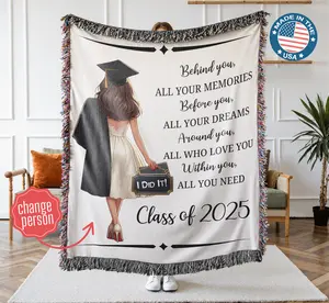 Custom Graduation Woven Blanket, Gift For Graduate