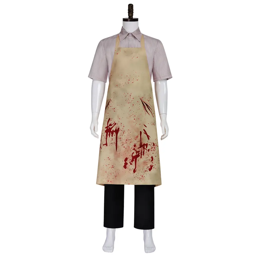 Butcher Slasher Bloody Apron Shirt Pants Cosplay Costume Set for Halloween